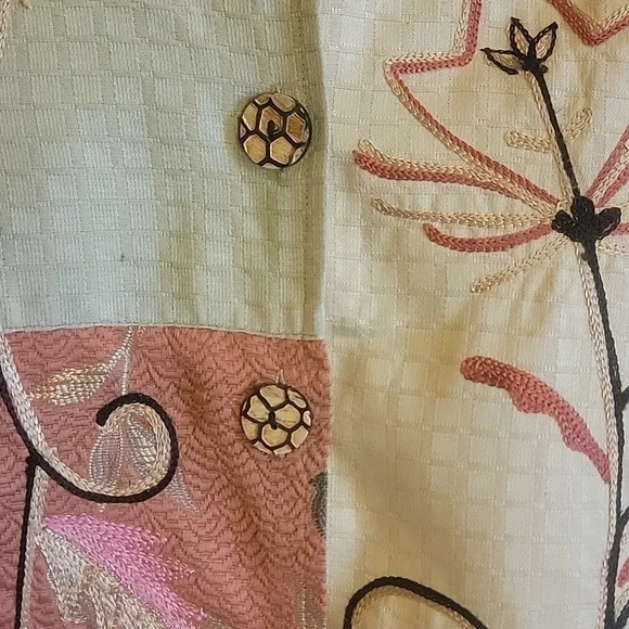 Alex Kim-Pink,bge,green jkt. with embroidered flowers and patchwork. Size M. NWT - Picture 7 of 12